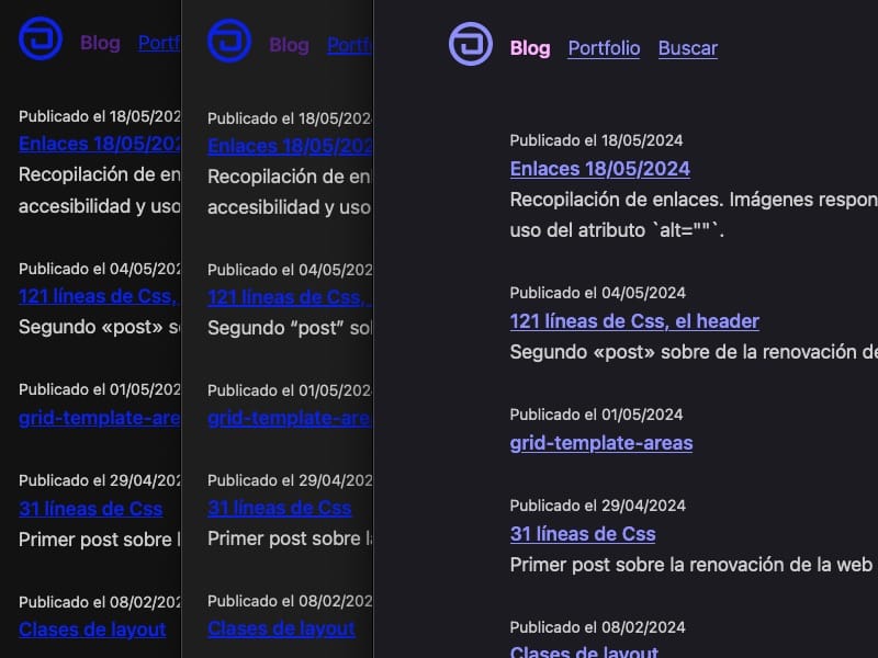 Prueba de color del modo darkmode en Safari, Chrome y Firefox, en Firefox se entiende mejor el contenido.